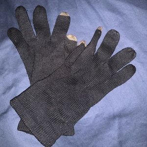 Black Wool Touch Screen Mittens